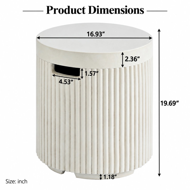 Table ronde avec couvercle pour réservoir de propane MGO, Beige