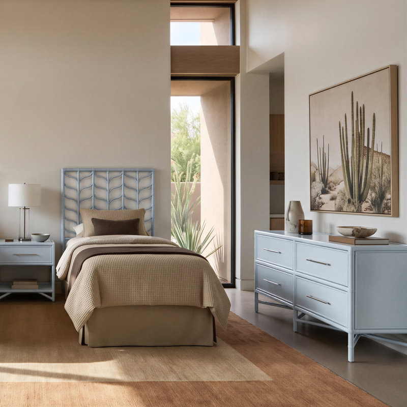 Lit plateforme Ivy, Simple, Bleu clair