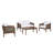4-Piece Wooden Patio Conversation Set With Cushions & Matching Coffee Table