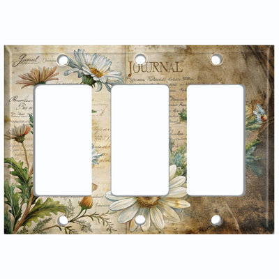 Couvercle de plaque d'interrupteur en métal; Fauteuil à bascule GFI 3 bandes US standard - Vintage Wildflower Journal