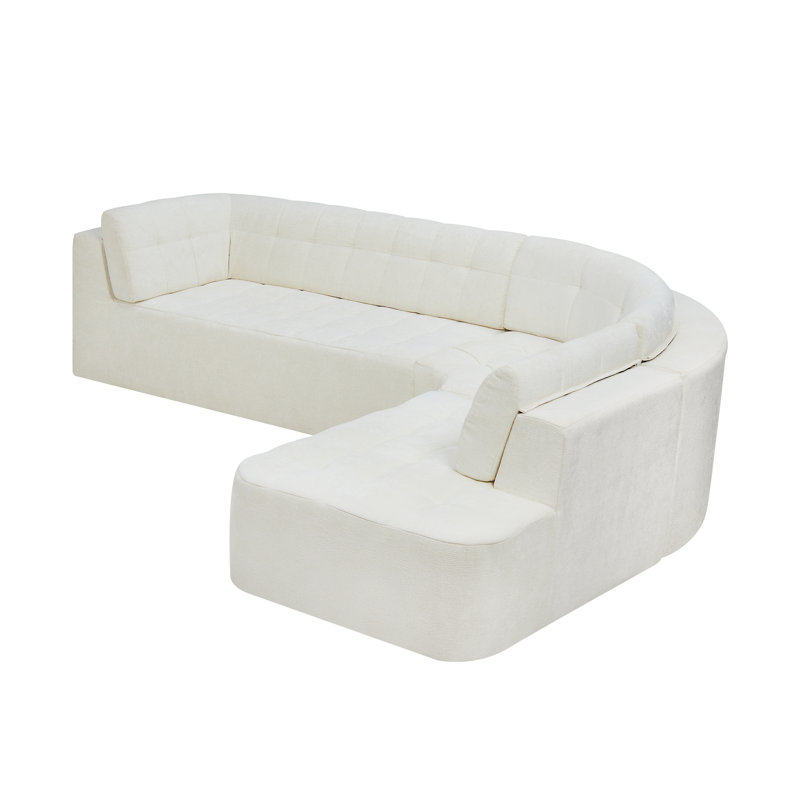 Canapé modulaire contemporain courbé à droite 119 po avec revêtement capitonné Boneless Arcadia, Beige