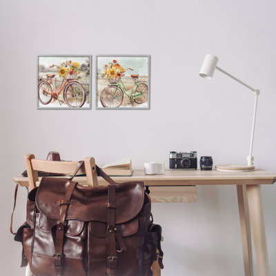 «Rustic Autumnal Bicyclcles», ensemble de 2 giclées encadrées par Nicole DeCamp