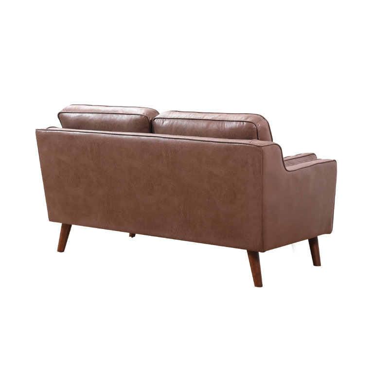 Causeuse Ben, Simili cuir brun / brun clair