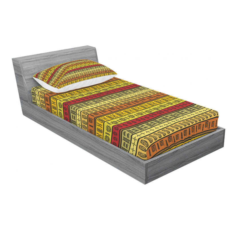 Microfiber Geometric Sheet Set, Twin Sheet Set with Fitted Sheet