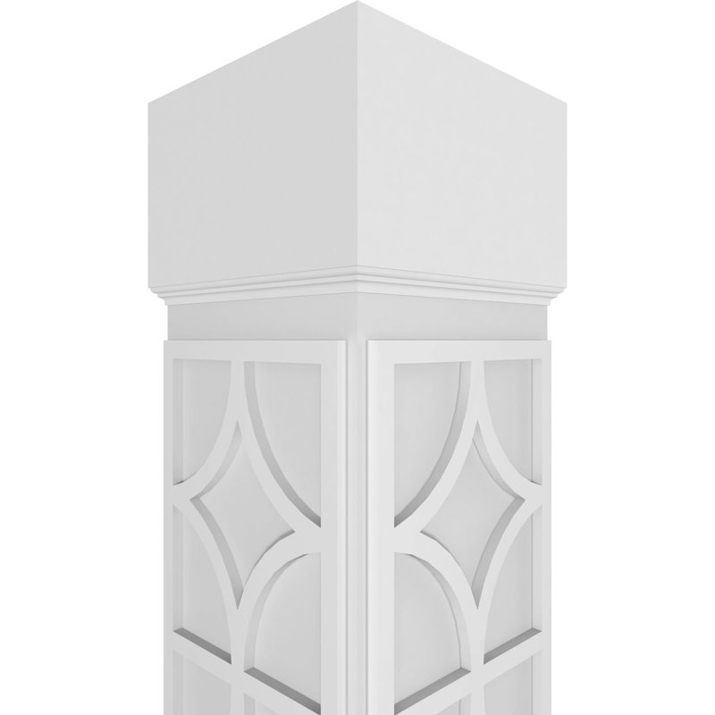 Colonne carrée classique en Magnolia avec capitonnage et base standard Craftsman, H 108 po x l 7,62 po x P 7,62 po