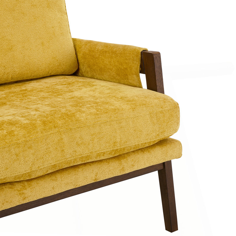 Fauteuil Mid-Century moderne en velours, jaune, Velours jaune