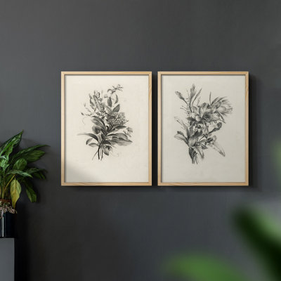 Vintage  Floral LXIX  -Framed Giclee Print - Set of 2
