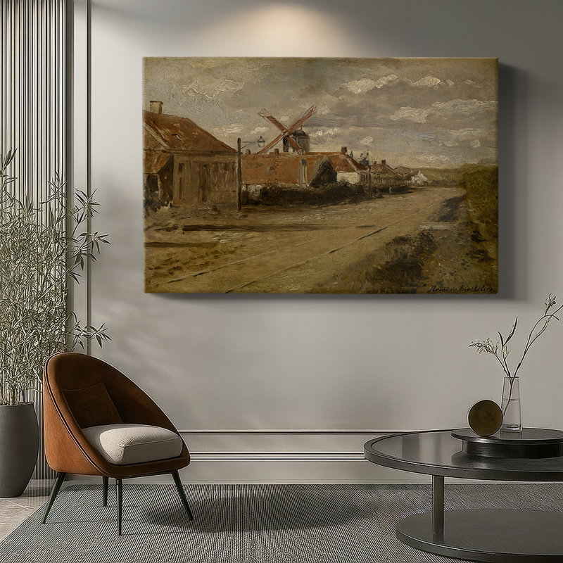 Village Street with a Windmill-Henri de Braekeleer-Gallery Wrapped Canvas-c. late 19th Century, 24 x 36