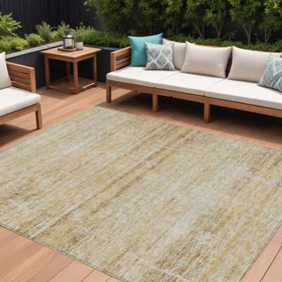 Tapis extérieur lavable abstrait beige et blé 9 pi x 12 pi