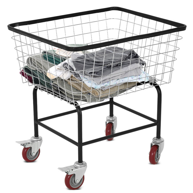 Metal Laundry Cart with Wheels, Gray