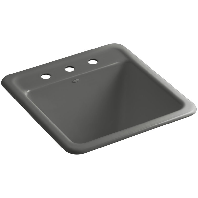 Park Falls 22" L x 21" W Service Sink, Basalt, 3 holes