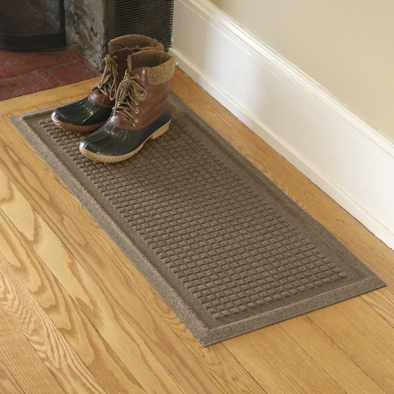 WaterHog Squares 15 in. x 36 in. Indoor Outdoor Boot Tray, Camel