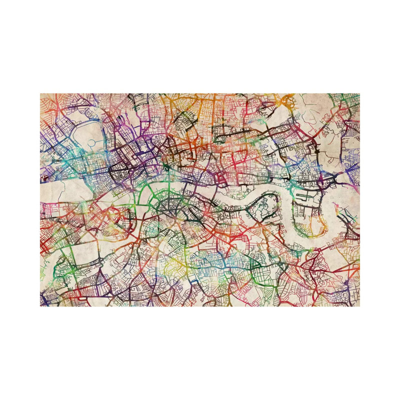 London Map Watercolor by Michael Tompsett - Wrapped Canvas Print