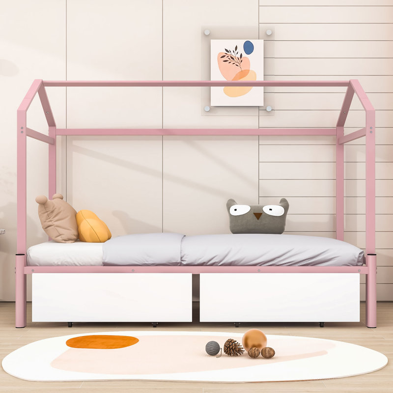 Lit plateforme simple Avyanna, Rose
