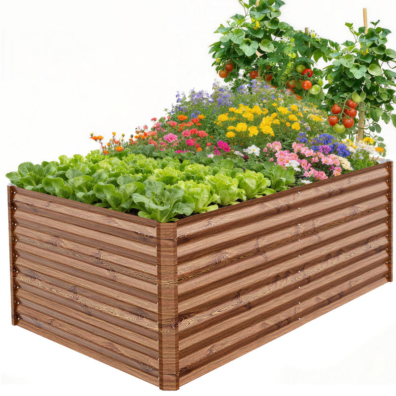  Lit de jardin surélevé en métal galvanisé l 6 pi x P 3 pi x H 2 pi, Brown