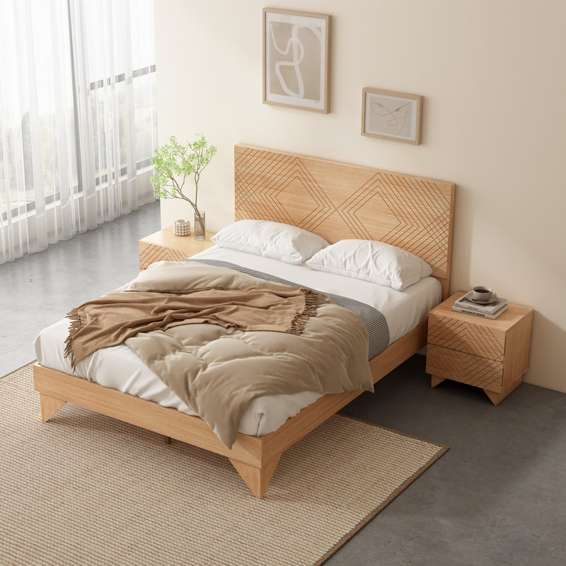  Solid Wood Platform Bed Frame, King