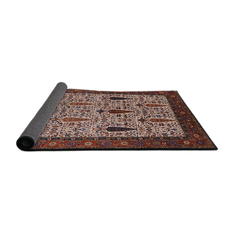 Tapis brun à motif oriental, Rond 8 pi