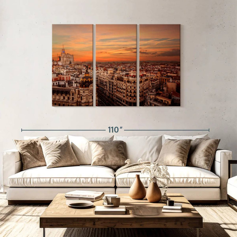 Coucher de soleil Sirci Madrid, H 48 po x l 74 po