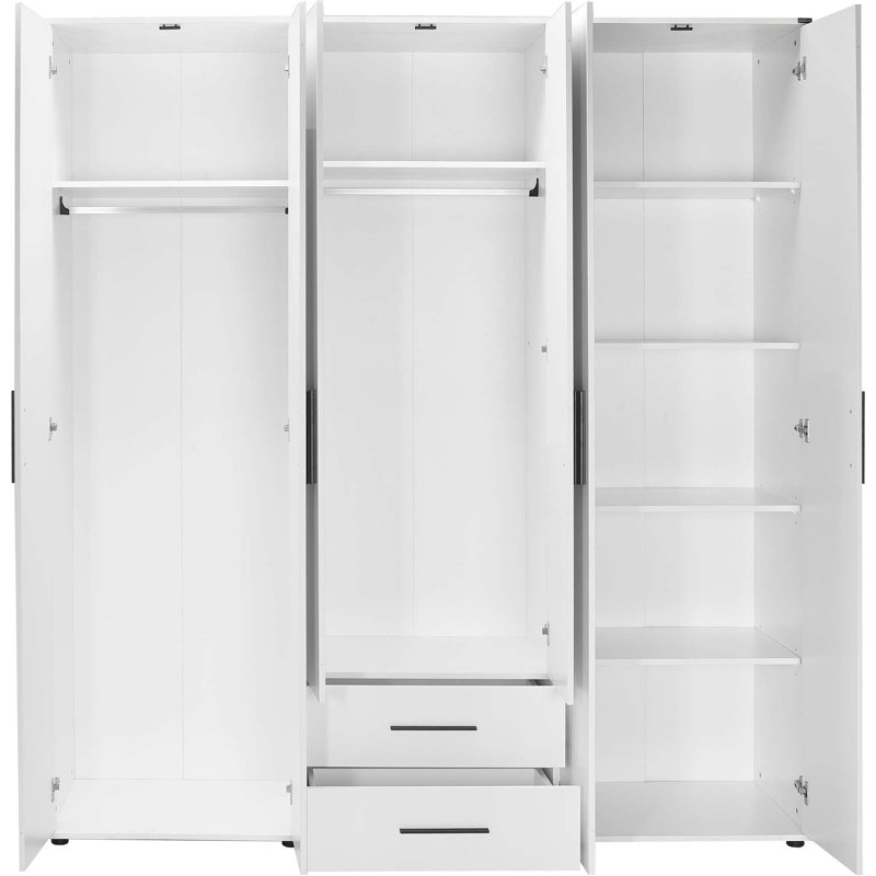 Armoire moderne blanche avec nombreuses tablettes, 83,9 po x 81,1 po x 20,5 po | Panneau de particules enduit, épaisseur: 0,6 pouce | Conception murale, solution de rangement élégante et fonctionnelle pour toute chambre à coucher
