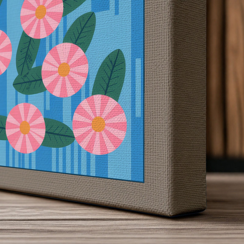 Carnation Garden Botanical - Wrapped Canvas, 30x20 - 76.2 x 50.8 cm, Taupe Border