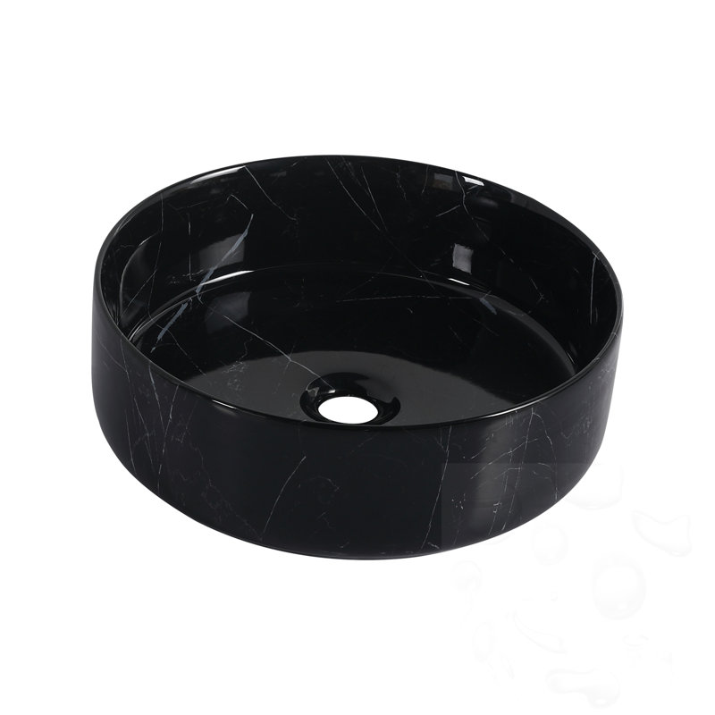Ceramic Circular Bathroom Sink, Black