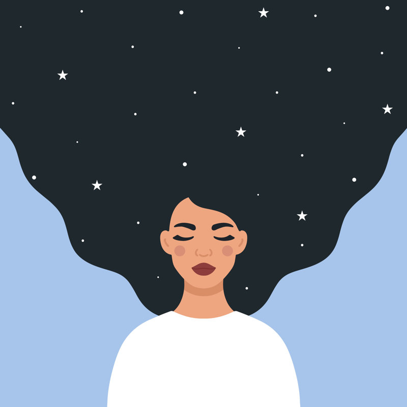 Beautiful Woman Character With Stars In Her Hair - Wrapped Canvas Print, 30cm H x 30cm W x 3.8cm D