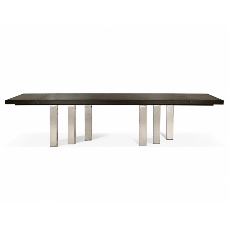 Bravo Dining Table, Silver Stainless Steel, Wenge