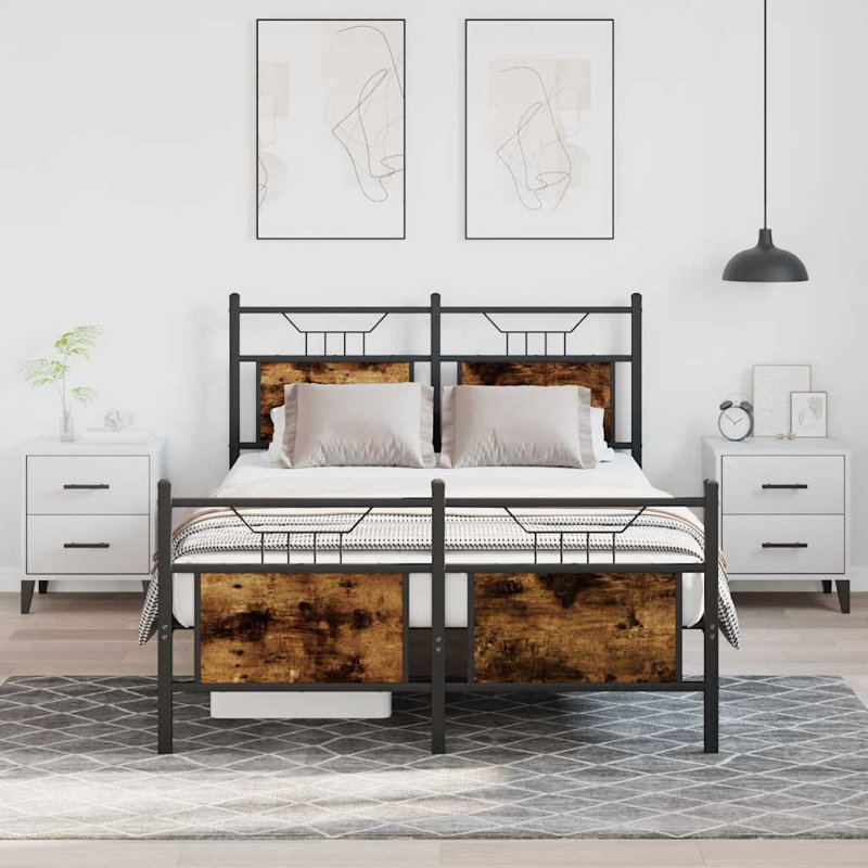 Bed, Small Double (4'), Smoked Oak