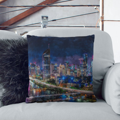 Brisbane City Skyline Australia Cushion with Filling