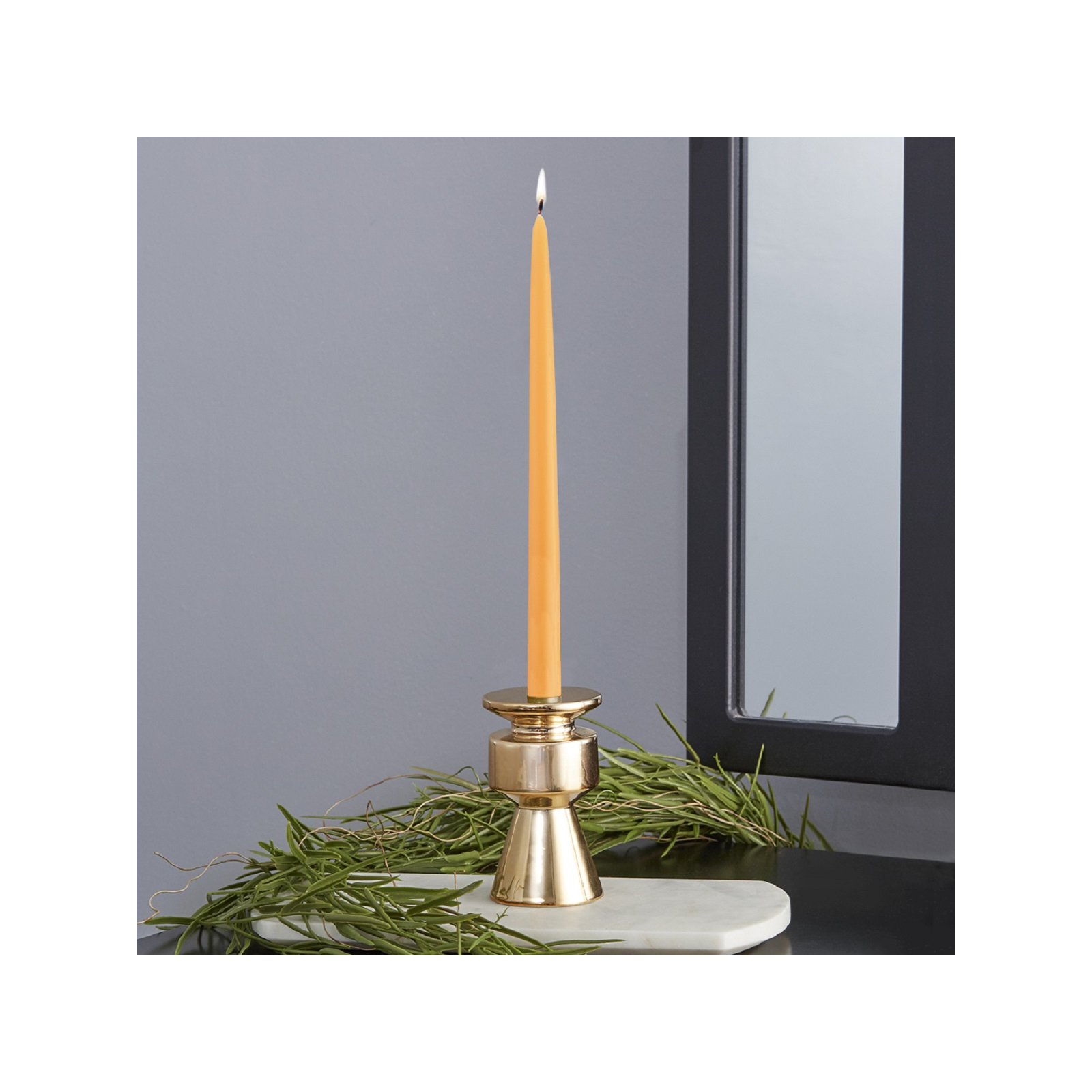 12 Piece Unscented Taper Candle Set, 12" H x 0.88" W x 0.88" D, Butterscotch