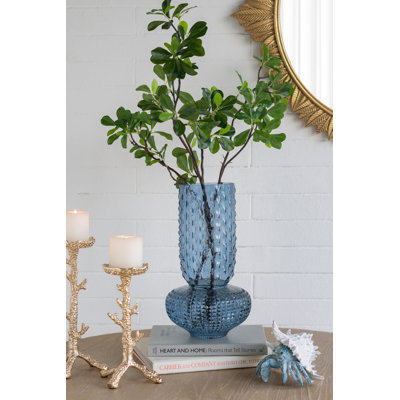  Vase rond en verre avec texture cloutée