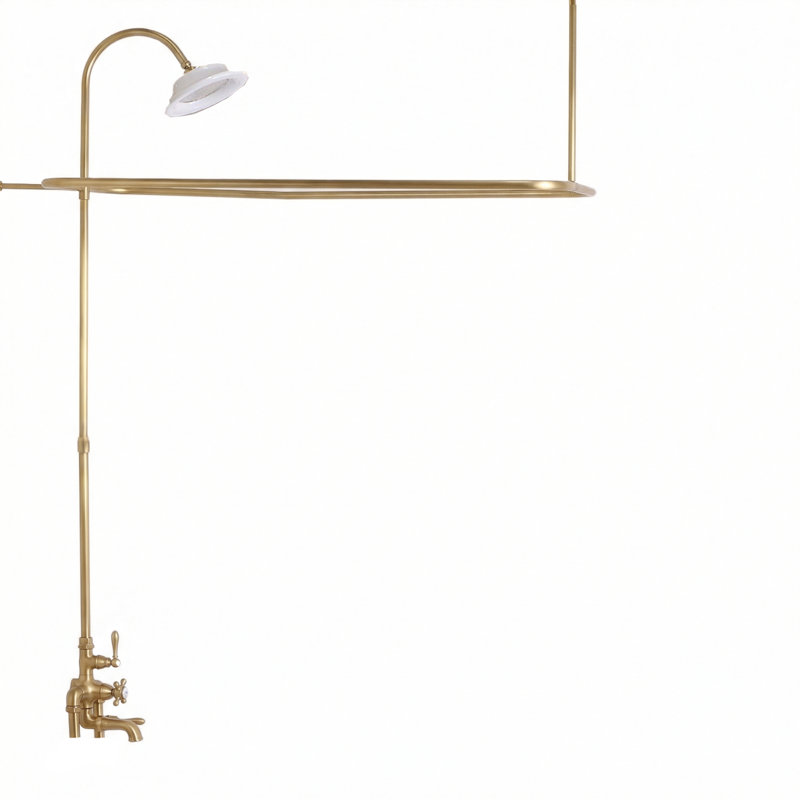 Thermostatic Tub Enclosure Shower System, Raw Brass