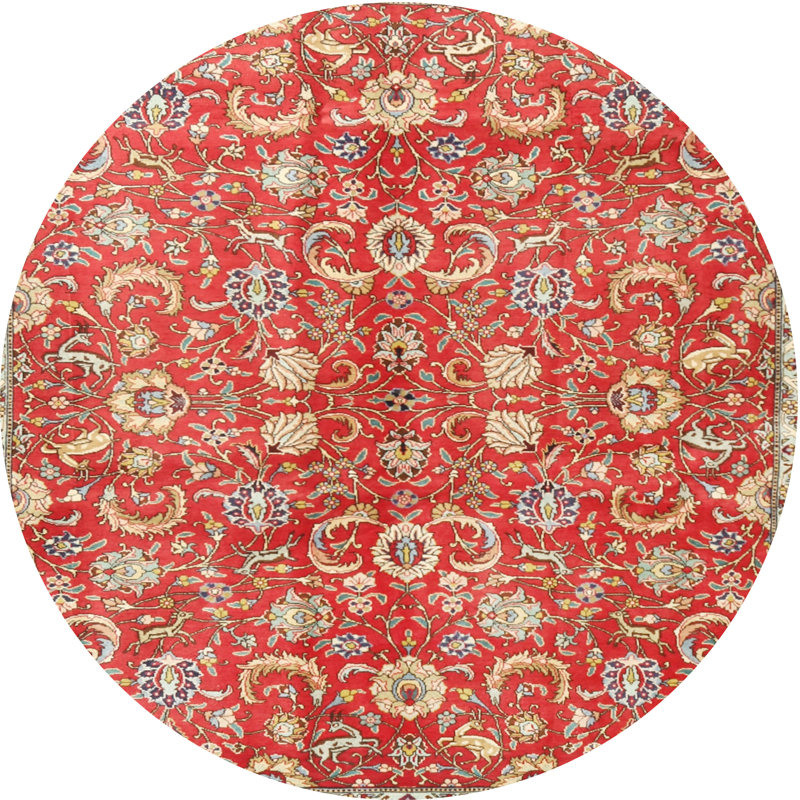 Tapis 100% traditionnel lavable à la machine 3878, Rond 7 pi