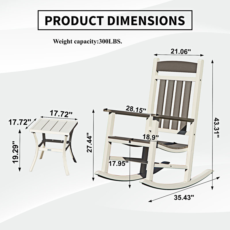 Ensemble de 3 chaises berçantes d'extérieur