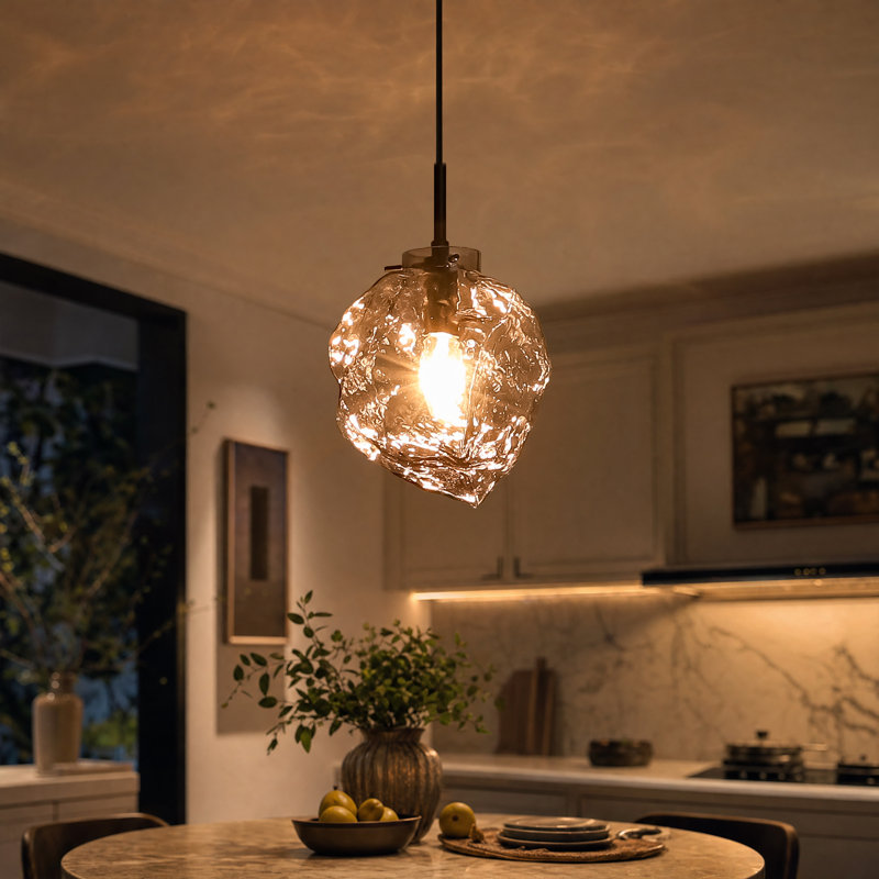 Adwin 1-Light Pendant Light with Irregular Glass, 1 Light