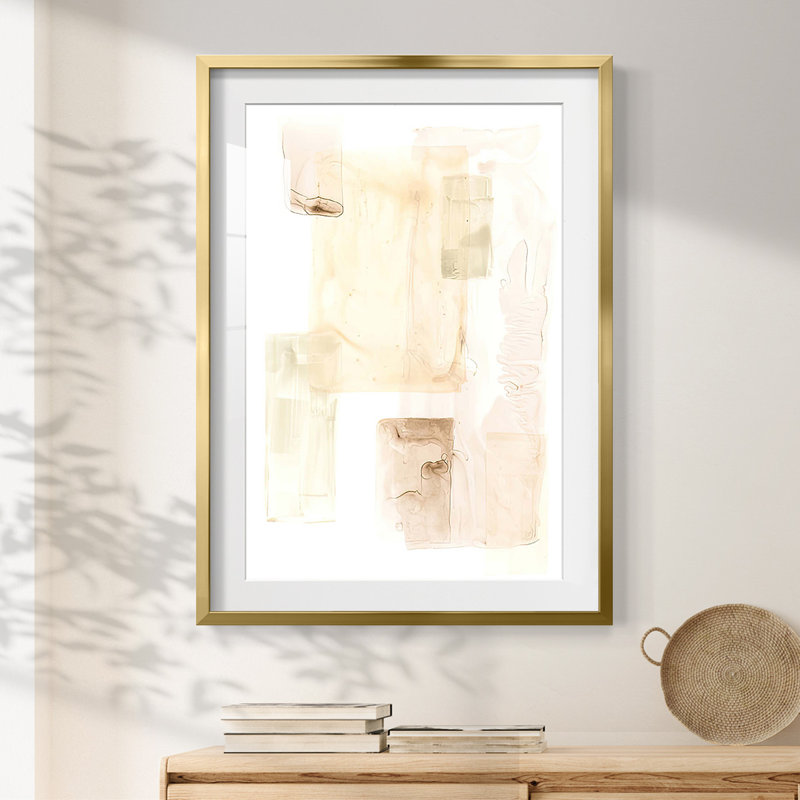 Liquide chiffon II - imprimé encadré, H 28,5 po x l 20,5 po, Doré