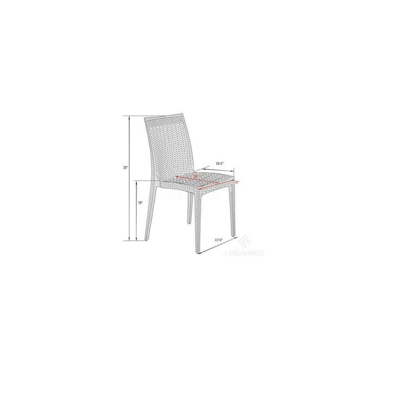  Chaise de salle à manger intérieure / extérieure Weave Mace - ensemble de 2, Vert