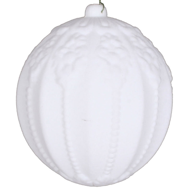 Ornement boule en relief floqué, Blanc