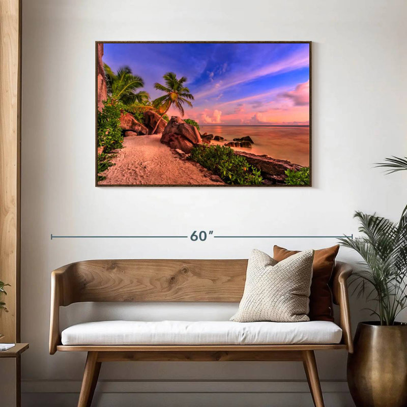 La Digue Sundown, 43 po x 29 po, Cadre flottant noyer