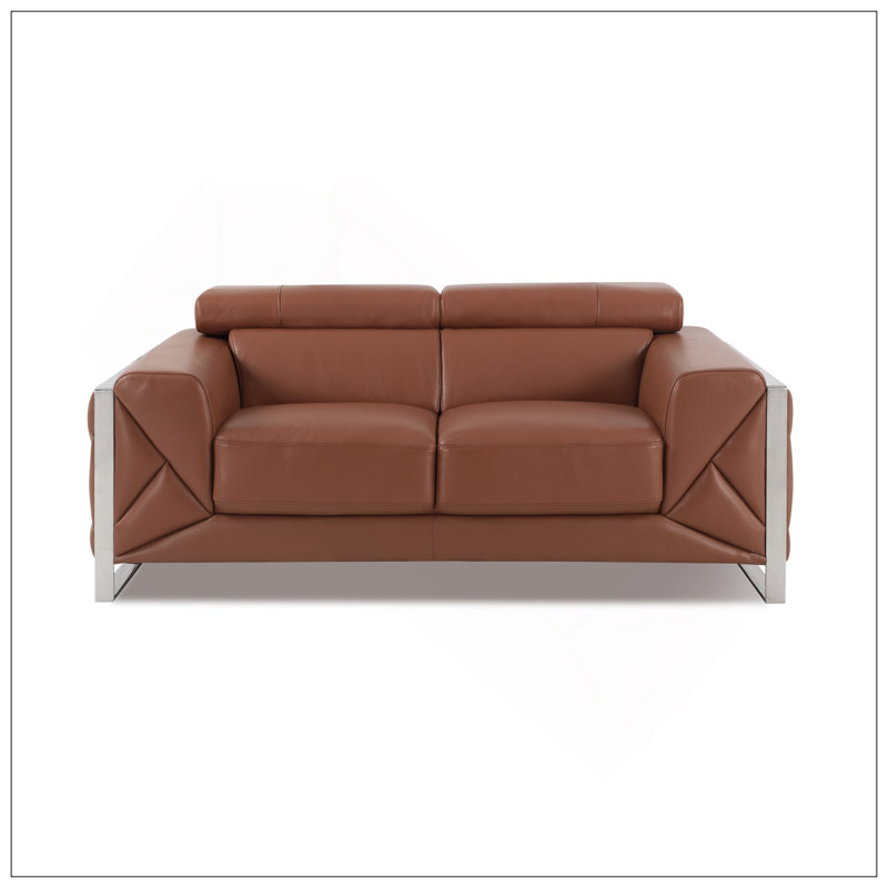 Causeuse en cuir italien Global United, Chameau