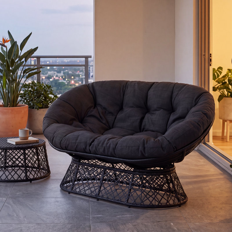 Fauteuil Papasan Ariyelle, Mélange de polyester noir