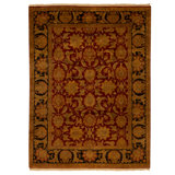 Hand Knotted Wool Oriental Area Rug in Red And Black