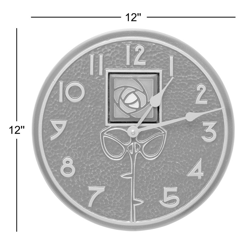 Horloge murale 12 po Dard Hunter Rose, Bronze français / bleu