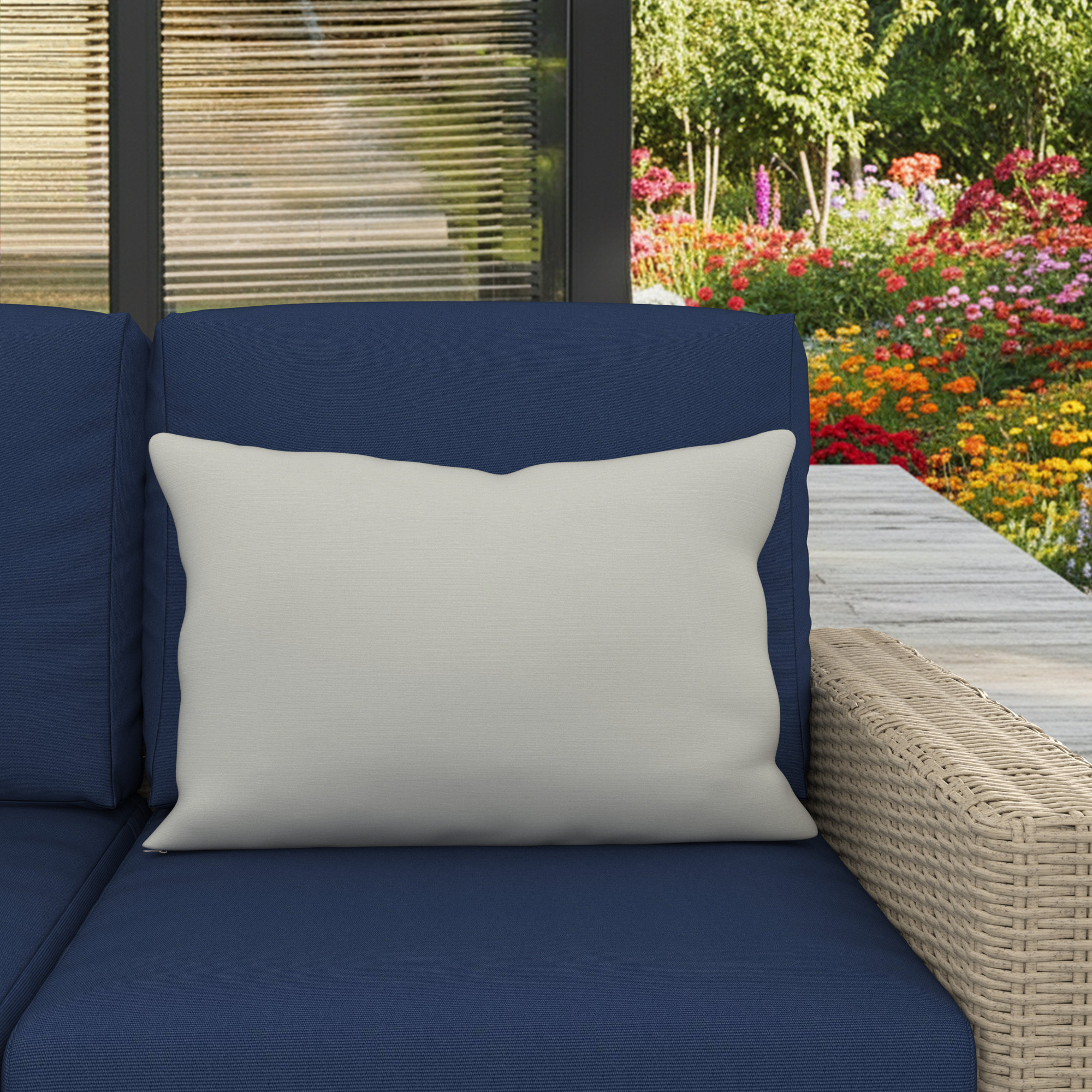 Amala Outdoor/Indoor Kidney Pillow, Canvas Natural