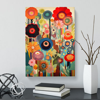 Becquere Retro Flowers Vol.4 - Wrapped Canvas