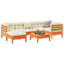  7 Piece Patio Sofa Set With Cushions Wax Brown Solid Wood Pine