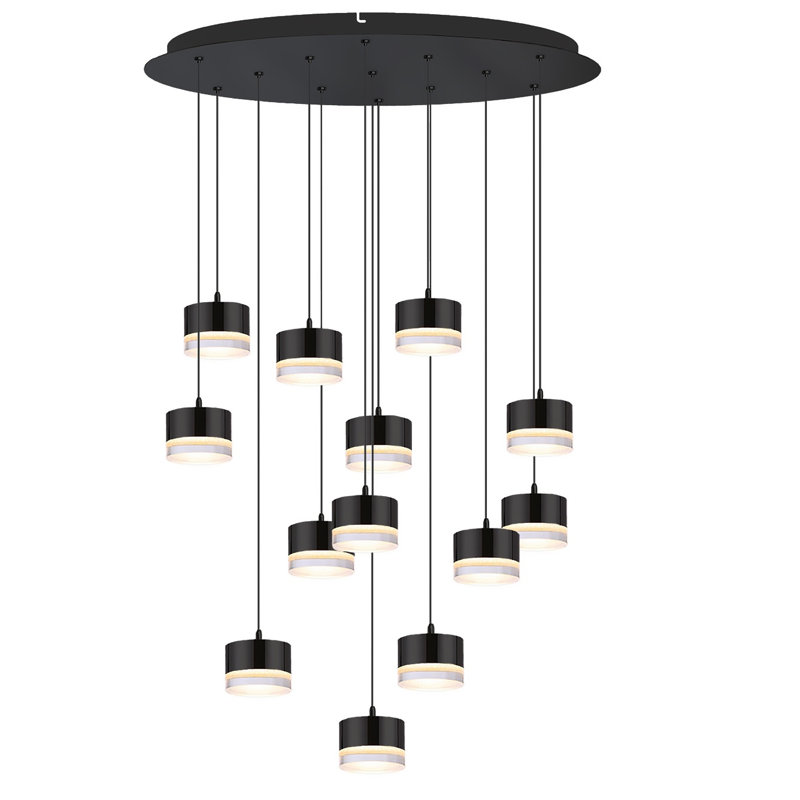 Luminaire suspendu tambour 13 lumières Barnsdall, Noir mat