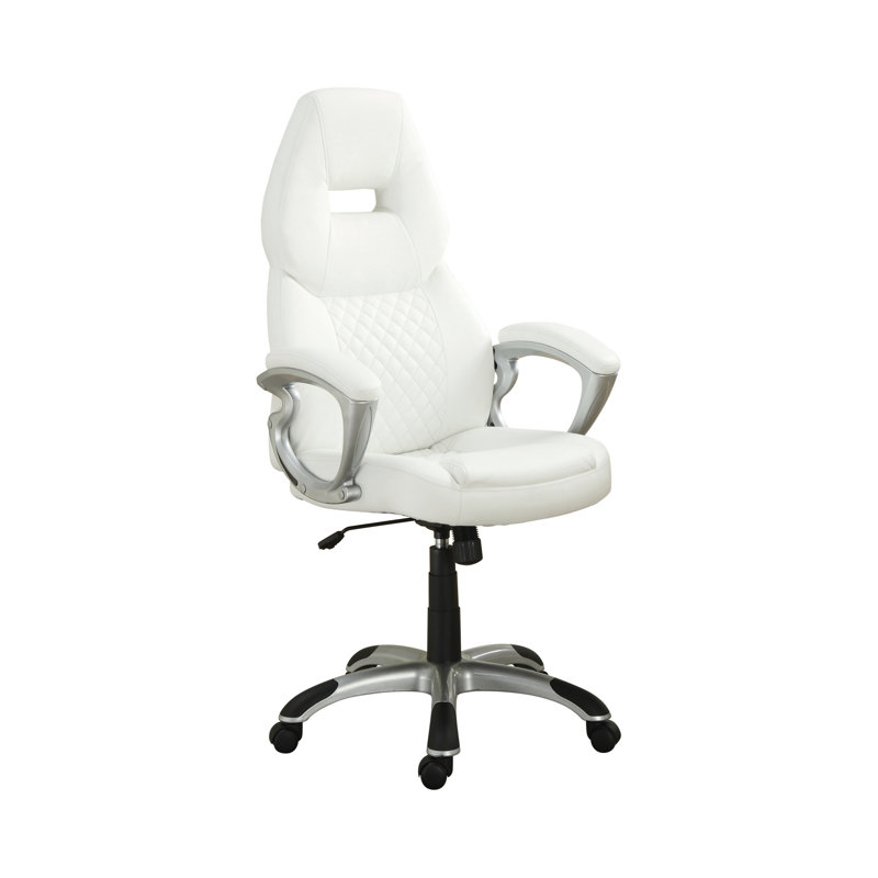 Fauteuil de direction en cuir véritable Robichaud, Blanc