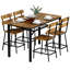 Ensemble de table de salle à manger pour 4 personnes Farmhouse, table de cuisine rectangulaire avec 4 chaises, ensemble de salle à manger en bois avec support de rangement pour la salle à manger, la cuisine et les petits espaces-1829267675