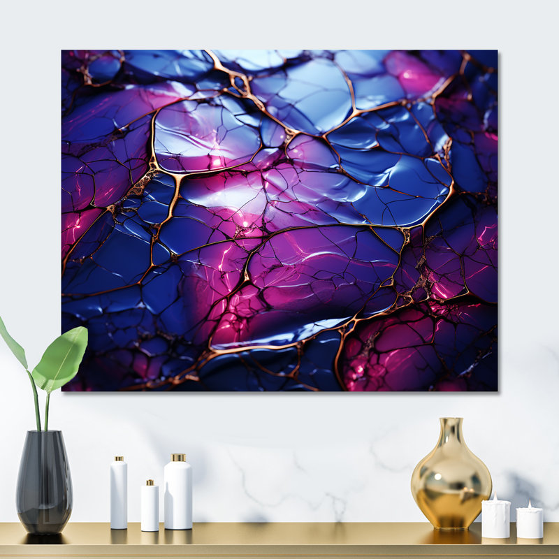 Pink And Purple Marble Crystal Essence V - Marble Wall Decor, 12" H x 20" W x 1" D